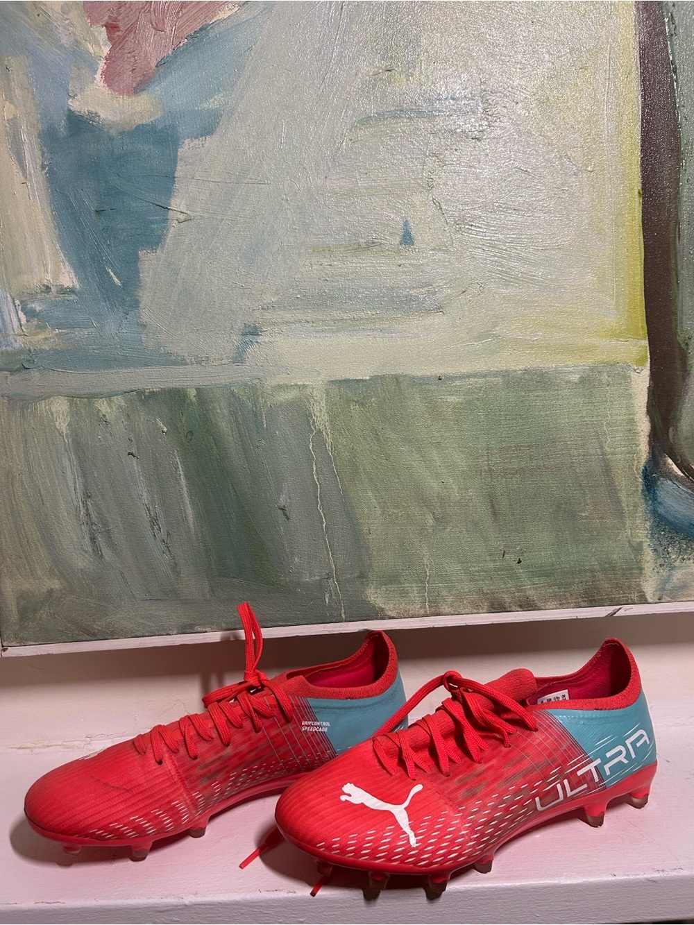 Puma Red with Blue Accent Soccer Cleats